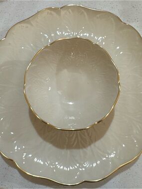 Vintage LENOX Greenfield Collection 1 pc Chip & Dip/Veggie Server Collection 24k